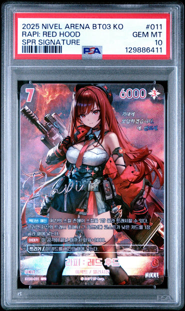 PSA 10 Rapi Red Hood SPR BT03-011 Signature holo Nikke Unbreakable Korean