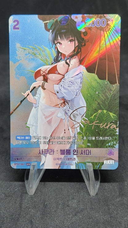 Sakura Bloom in Summer BT01-061 SPR Signature card Nivel Area Nikke BT01