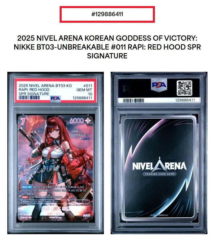 PSA 10 Rapi Red Hood SPR BT03-011 Signature holo Nikke Unbreakable Korean