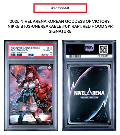 PSA 10 Rapi Red Hood SPR BT03-011 Signature holo Nikke Unbreakable Korean