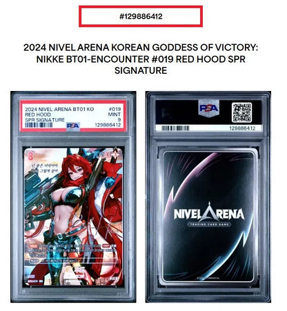 Nikke Nivel Arena Red Hood SPR BT01-019 Sign PSA 9 Mint Korean Sigh holo card