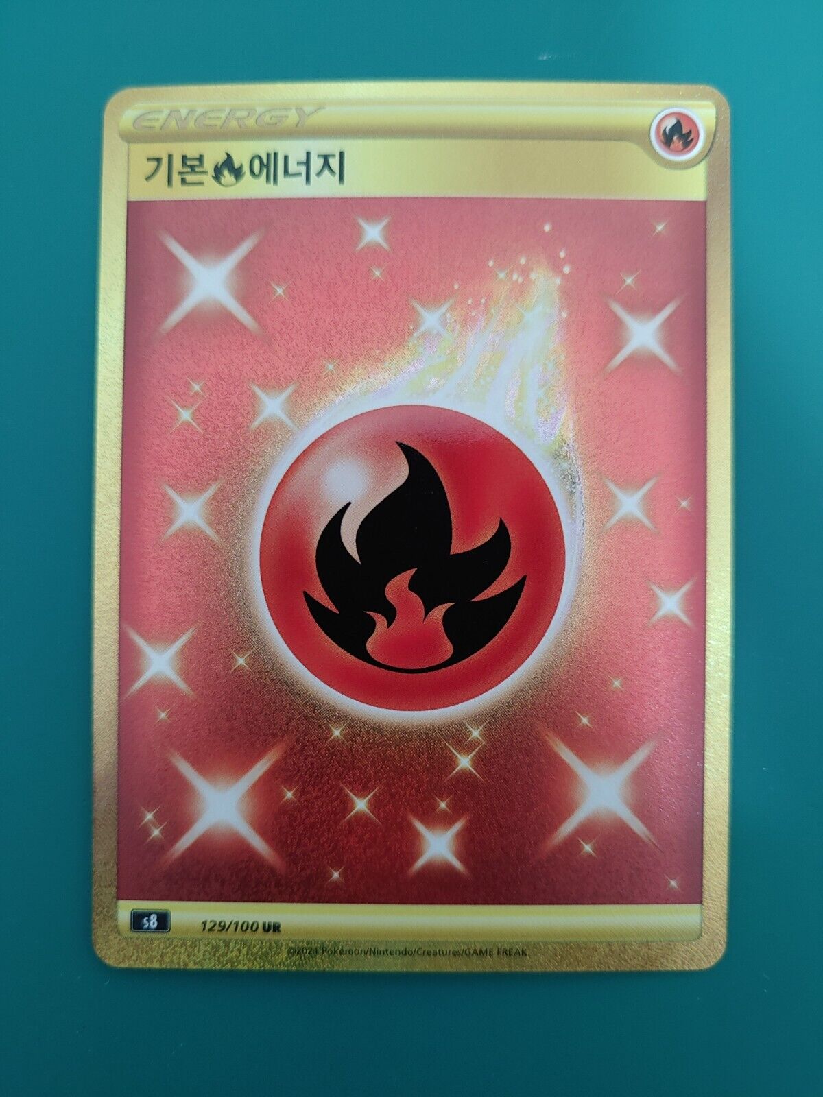 Fire Energy UR 129/100 S8 Fusion Arts Pokemon Card Korean Energy card