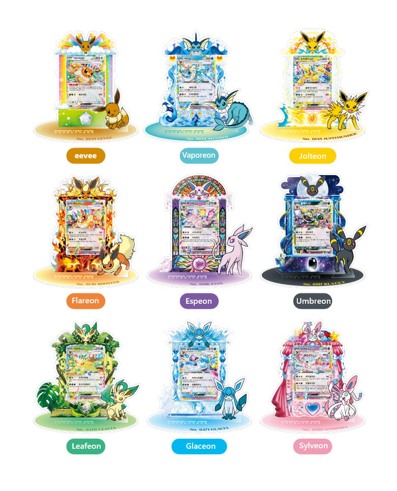 Eevee Evolution Acrylic Display Set Pokémon Promo Stand (9pcs) Korea Exclusvie