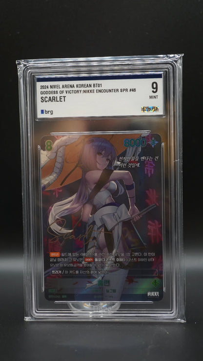 Scarlet SPR Signature Holo BT01-046 Nivel Arena Nikke TCG Korean 2024 Graded 9