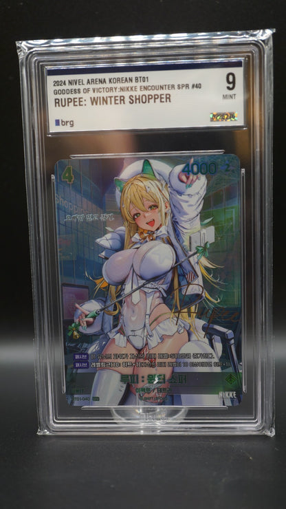 Nikke TCG Rupee Winter Shopper SPR BT01-040 Korean BRG 9 Graded Mint Card