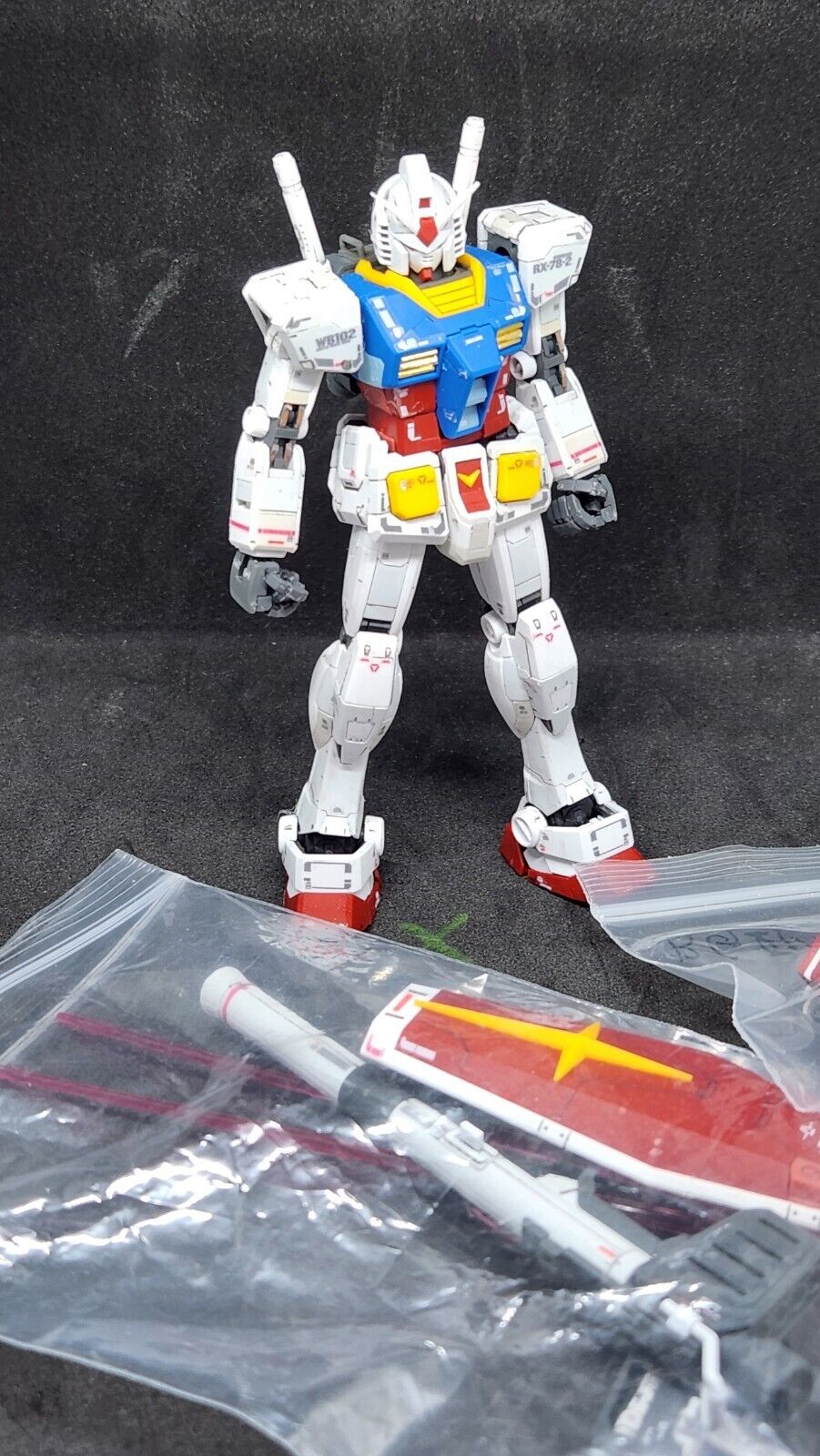 Bandai RG 1/144 RX-78-2 1.0 Assembled Model Kit Matte Finish, Ready to Display