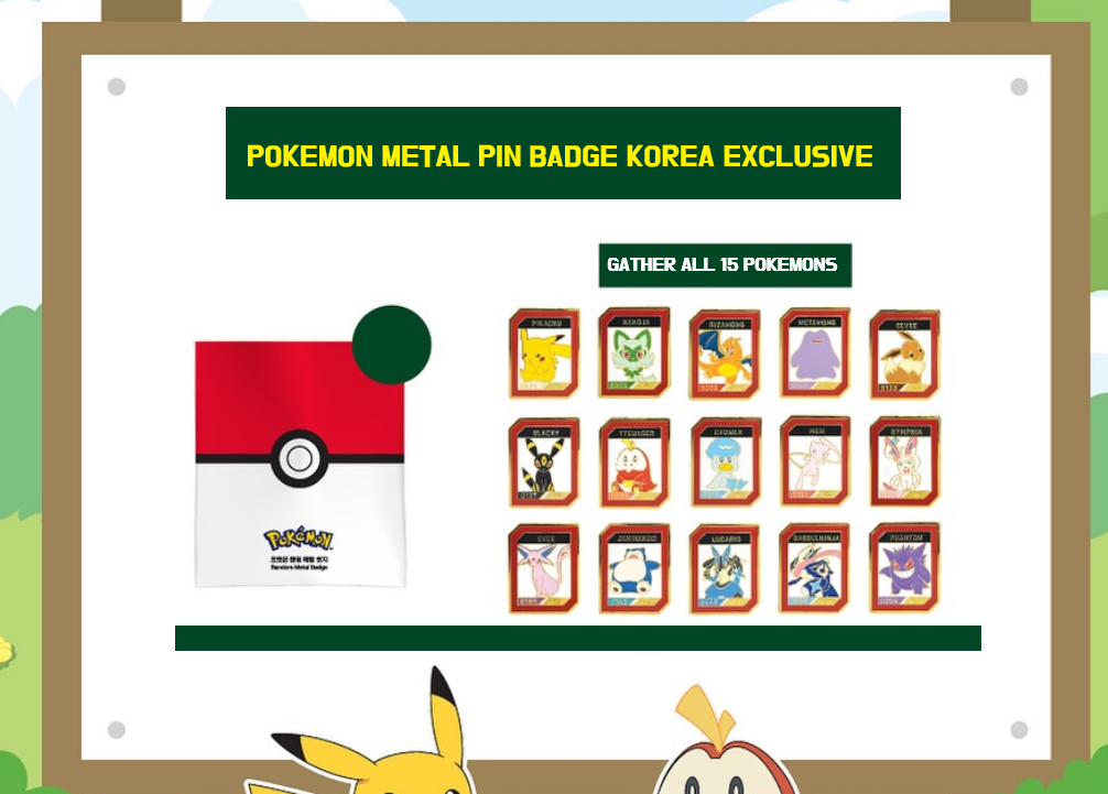 Pokemon Metal Lapel Pin Badge Pokemon Korea  Exclusive Pikachu Eevee Charizard
